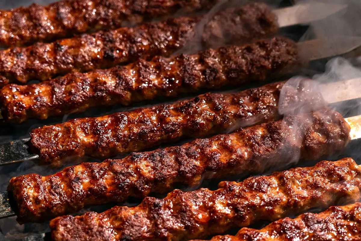 Kebab skewers on a grill