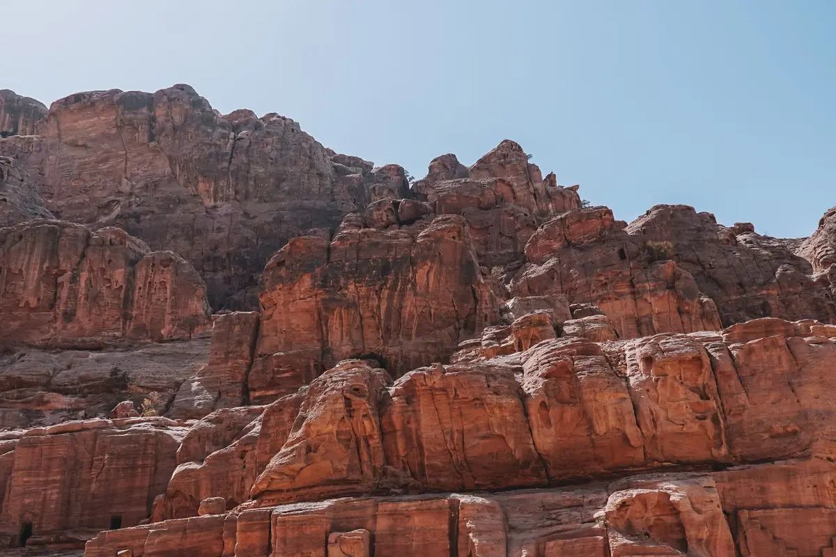 Rose-coloured rock at Petra in Jordan