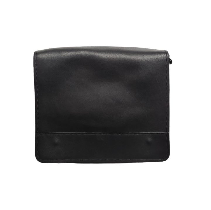 Handmade black leather madrasah bag (madrasa bag), front view