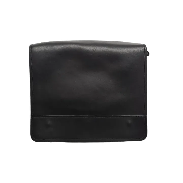 The black leather madrasah bag, front view