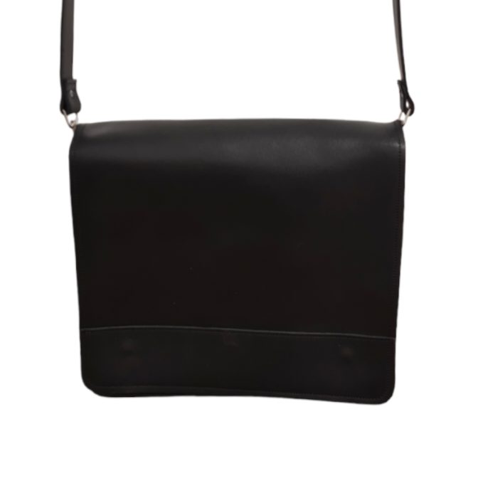 Handmade black leather madrasah bag (madrasa bag), with detachable strap