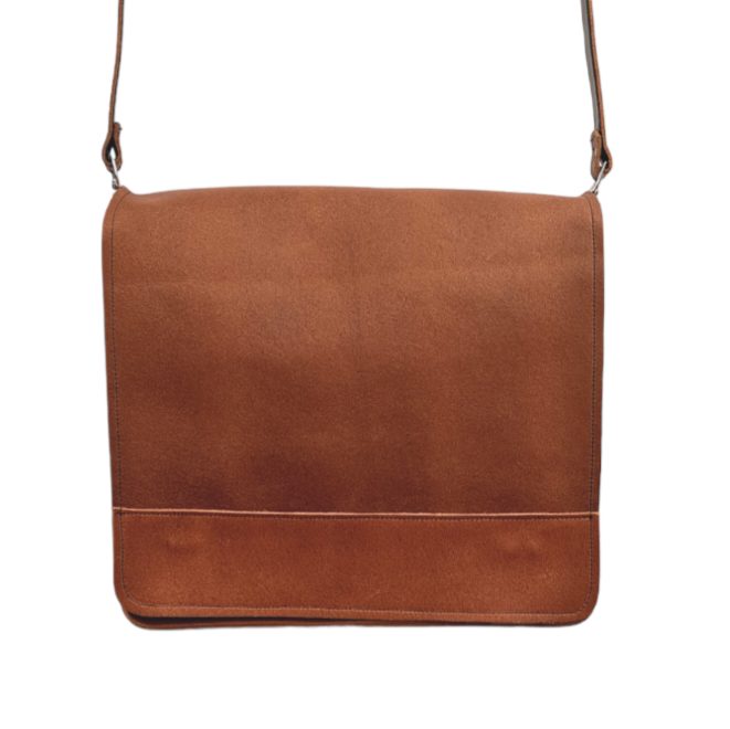 Handmade tan leather madrasah bag (madrasa bag), with detachable strap