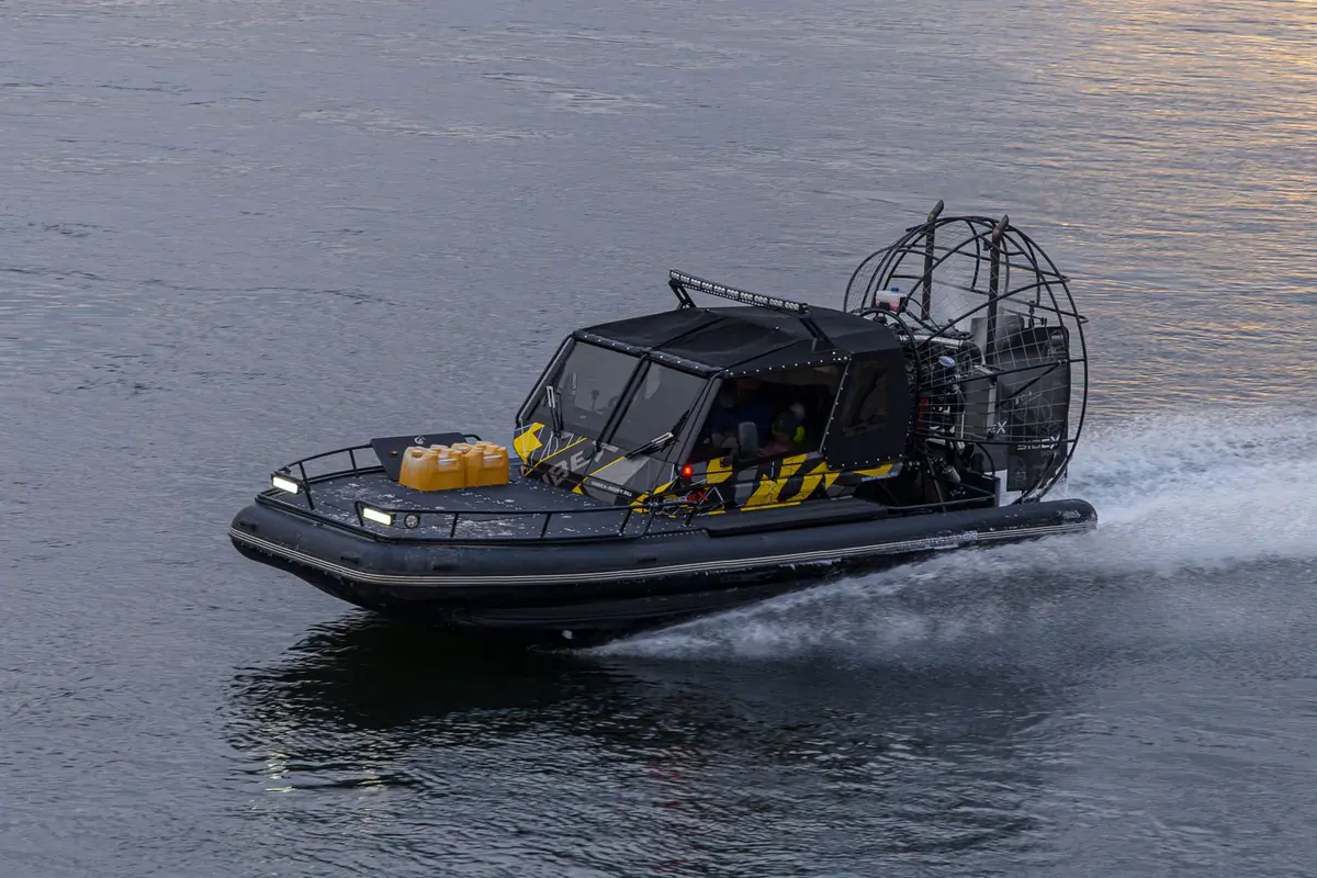 An airboat speeding across Florida water
