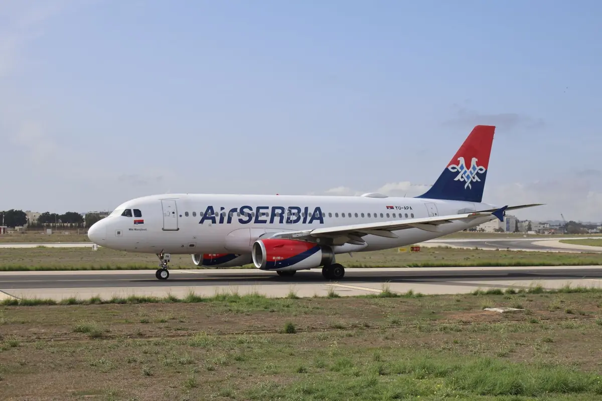 An Air Serbia aircraft ready for take-off