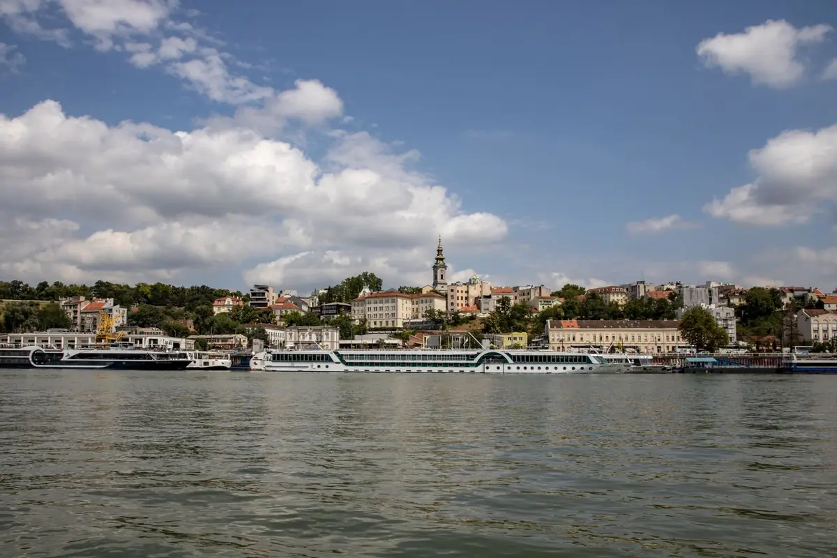 The Belgrade skyline seen across the river