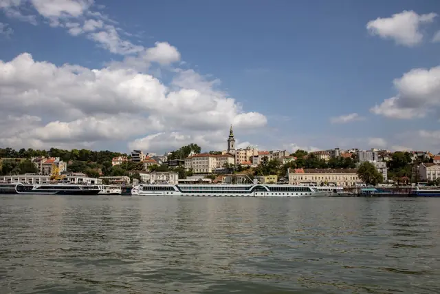 The Belgrade skyline seen across the river