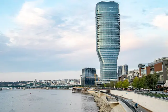 The Belgrade Waterfront tower beside the river