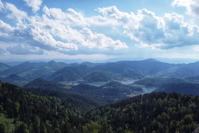 Rolling forested mountains in western Serbia